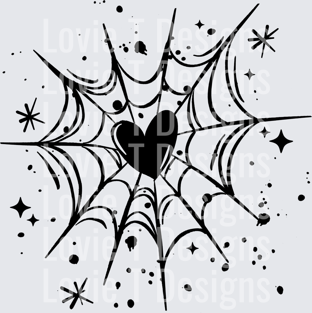 Heart Web Black Halloween DTF transfer design