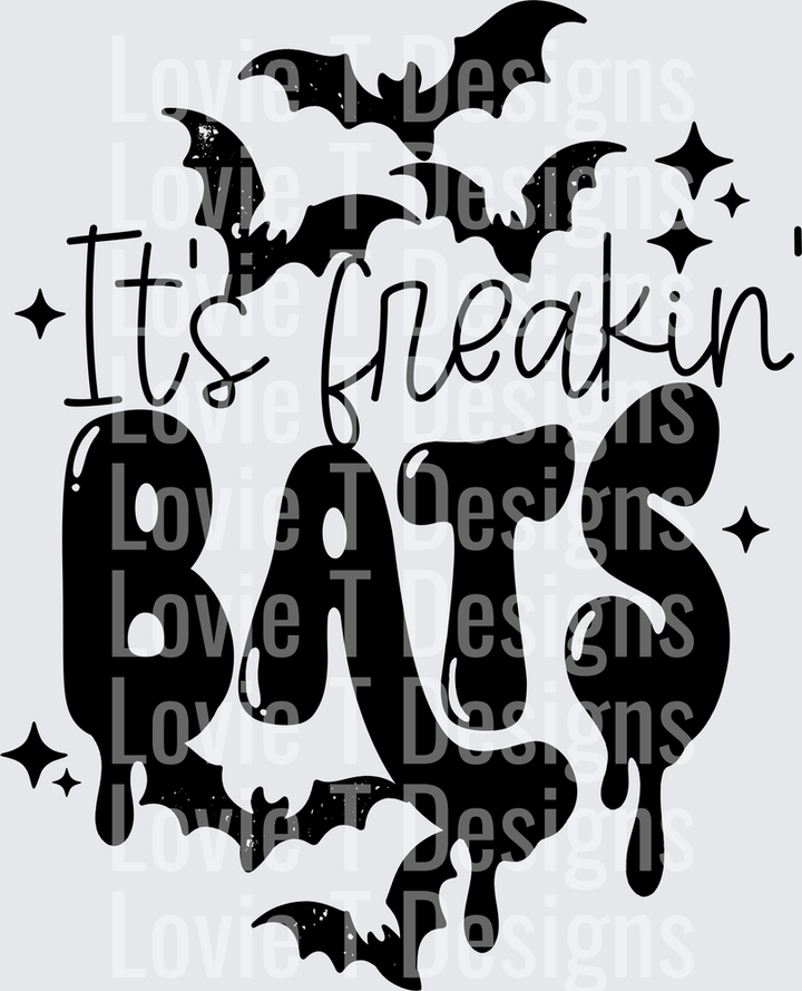 FREAKIN BATS BLACK Halloween DTF transfer design