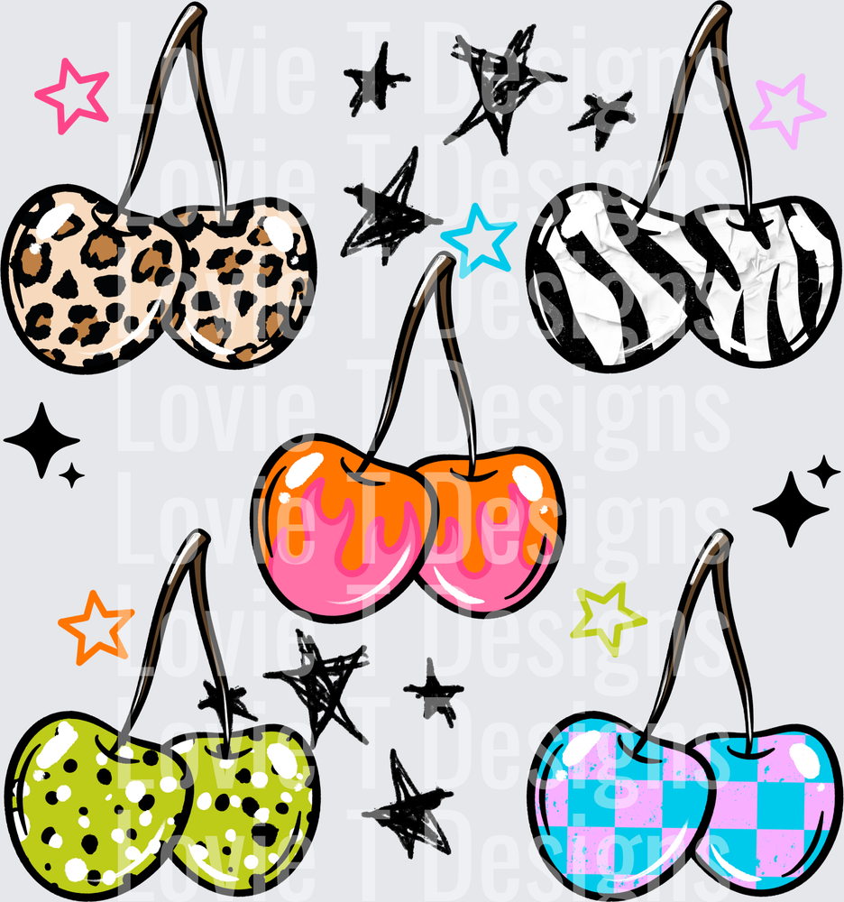 PATTERN CHERRIES Everyday DTF transfer design