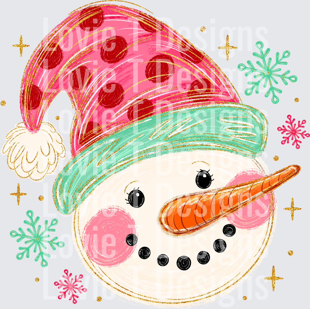 Whimsical Snowman Christmas DTF transfer design