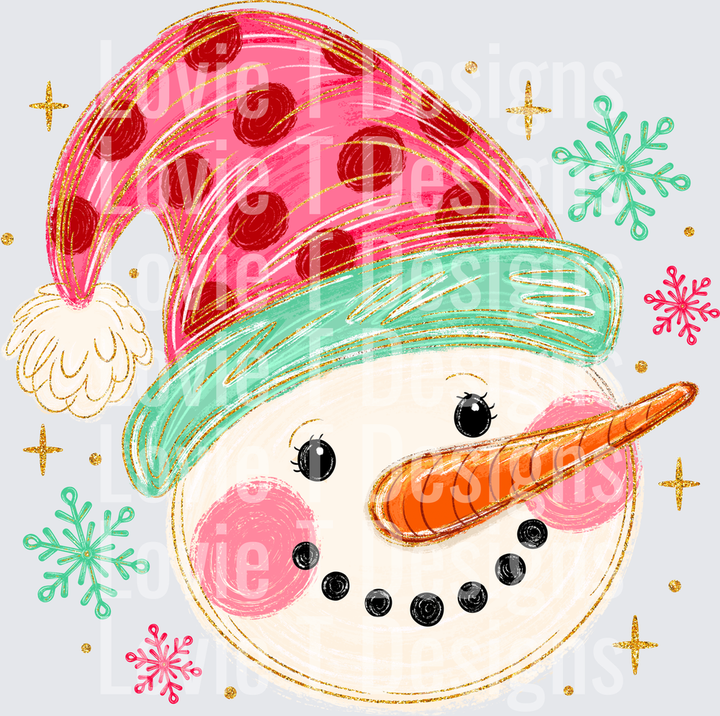 Whimsical Snowman Christmas DTF transfer design