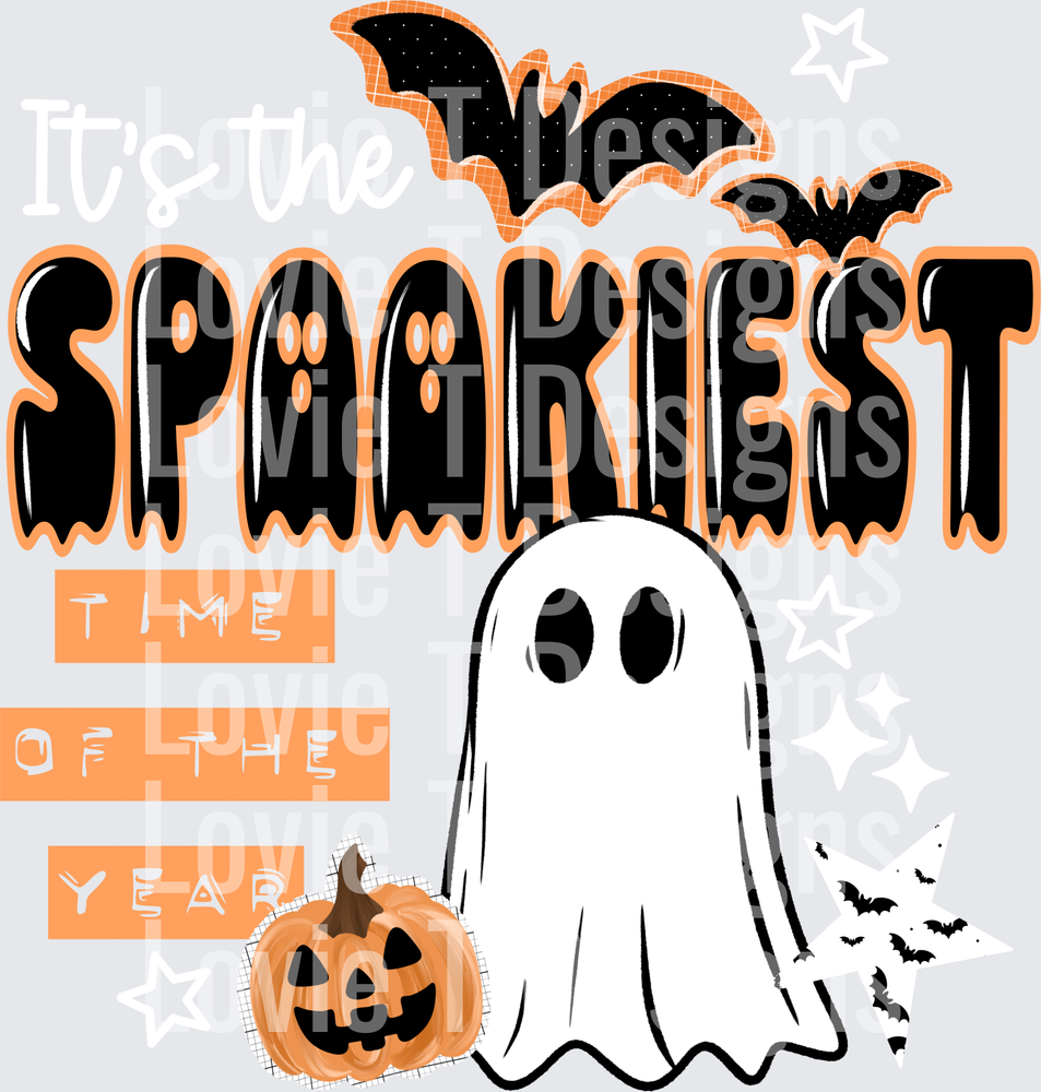Spookiest Time of Year White Halloween DTF transfer design