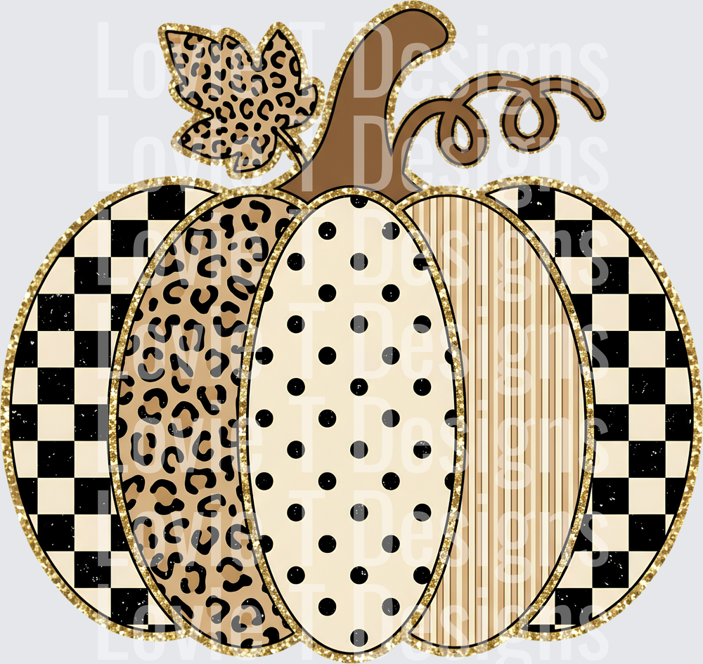 Patchwork Pumpkin DTF transfer design