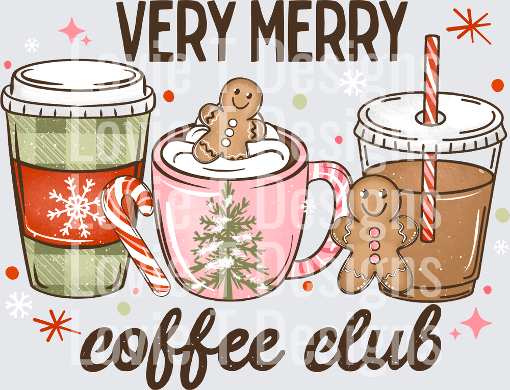 Very Merry Coffee Club DTF transfer design