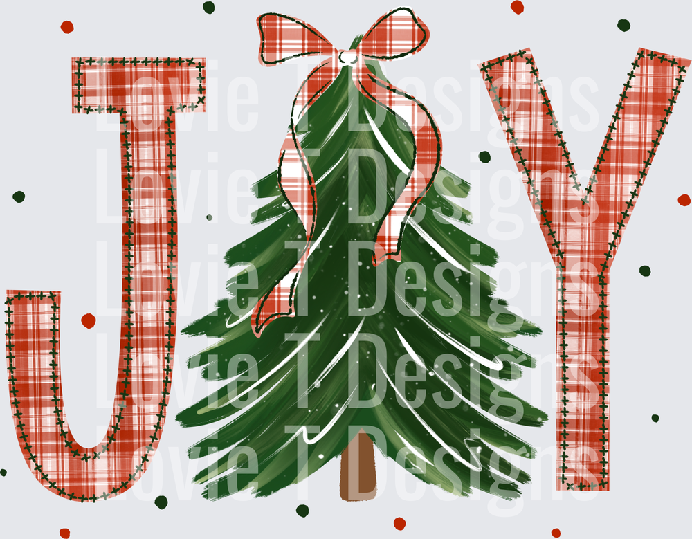 Joy Plaid Tree DTF transfer design