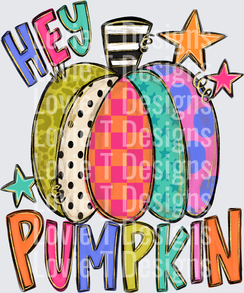 Hey Pumpkin Patterned fall DTF transfer design