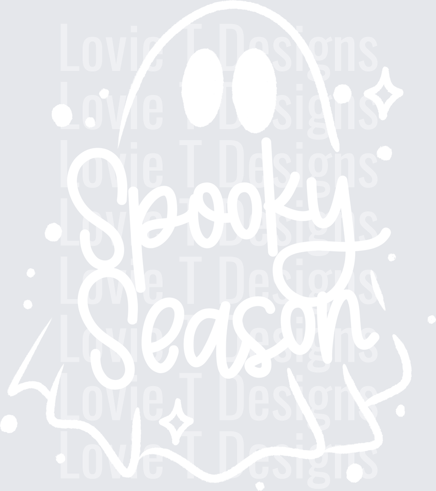 SPOOKY SEASON GHOST SINGLE COLOR WHITE Halloween DTF transfer design