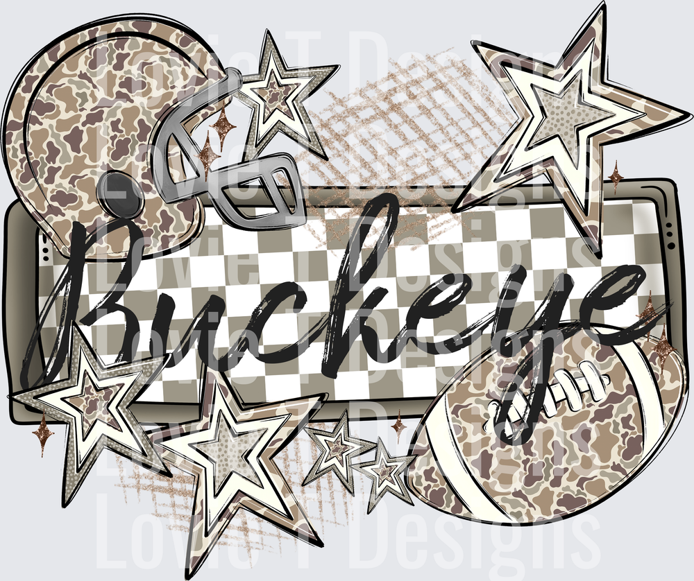 CAMO FOOTBALL NAME PLATE BUCKEYE