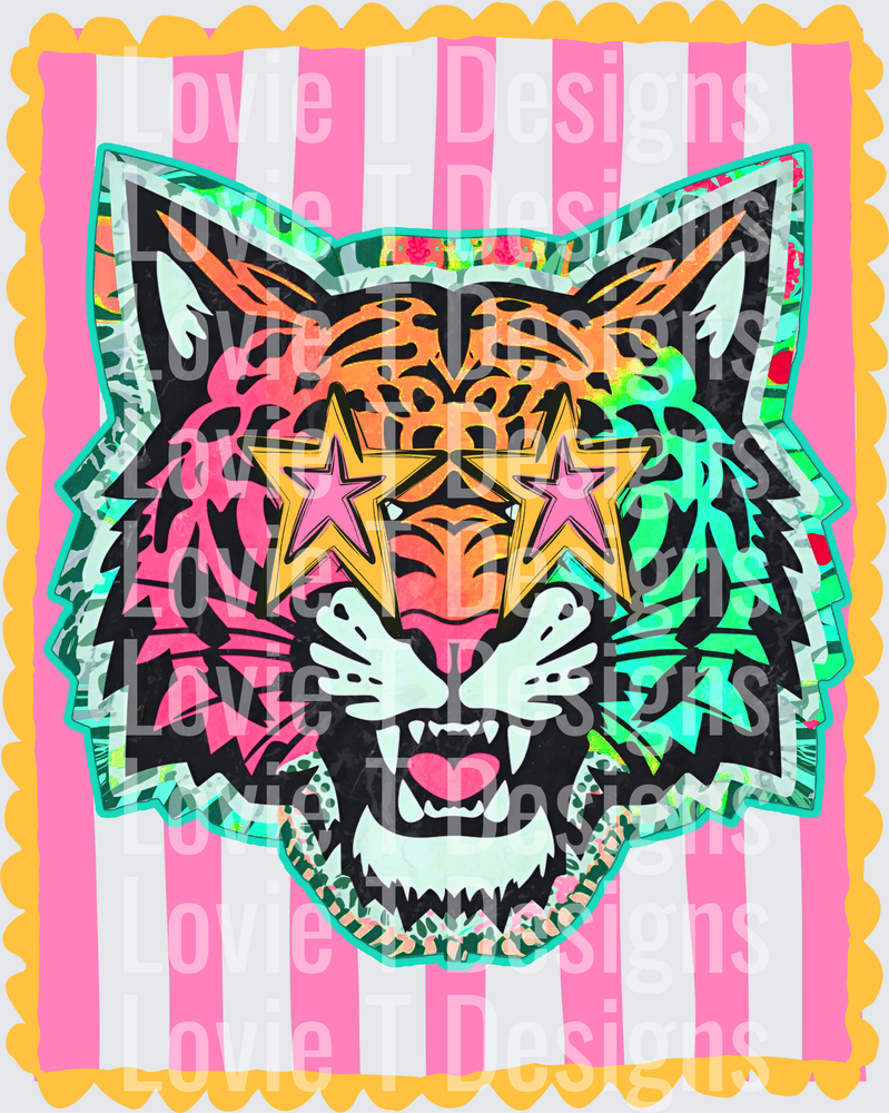 PREPPY MASCOT STRIPES BOBCAT mascot DTF transfer design