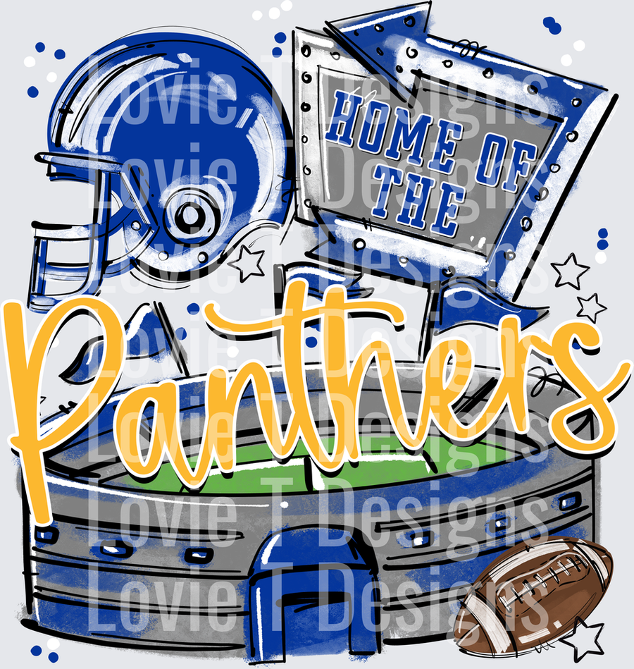 HOME OF THE STADIUMS PANTHERS ROYAL AND YELLOW