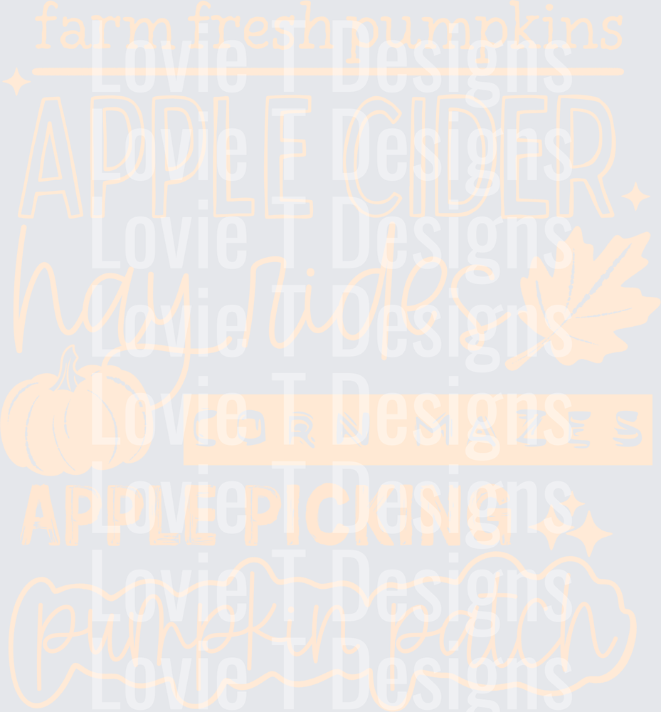 Pumpkin Patch Single Color Cream fall DTF transfer design