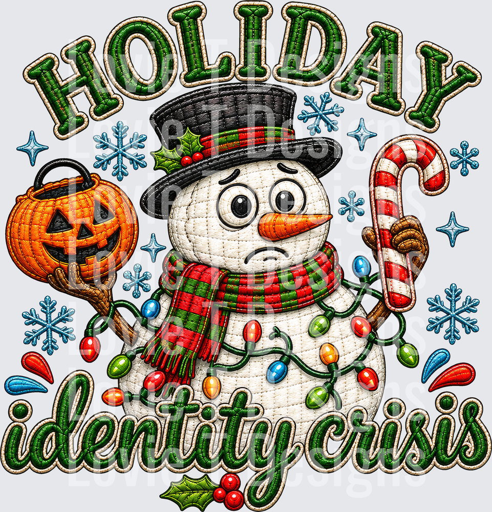 Holiday Identity Crisis DTF transfer