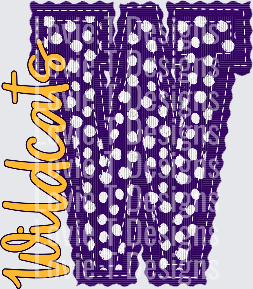 LETTERMAN PURPLE W WILDCATS DOTS