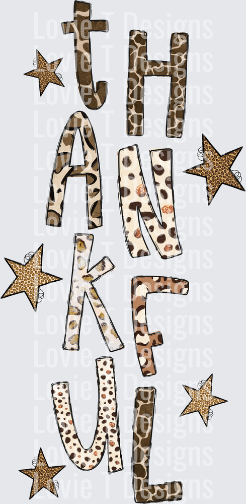 Thankful Animal Print Thanksgiving DTF transfer design