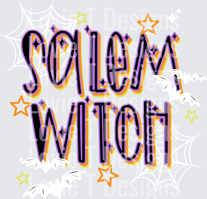 Salem Witch White Halloween DTF transfer design