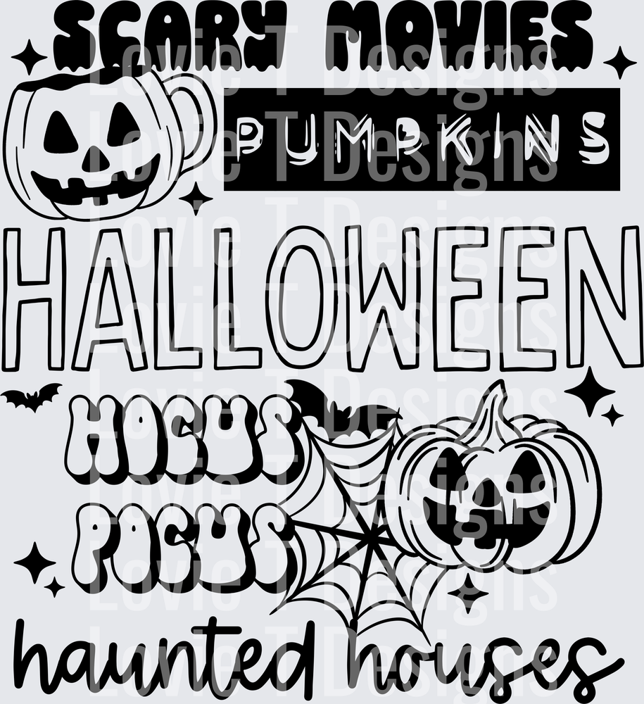 Halloween Things Single Color Black Halloween DTF transfer design