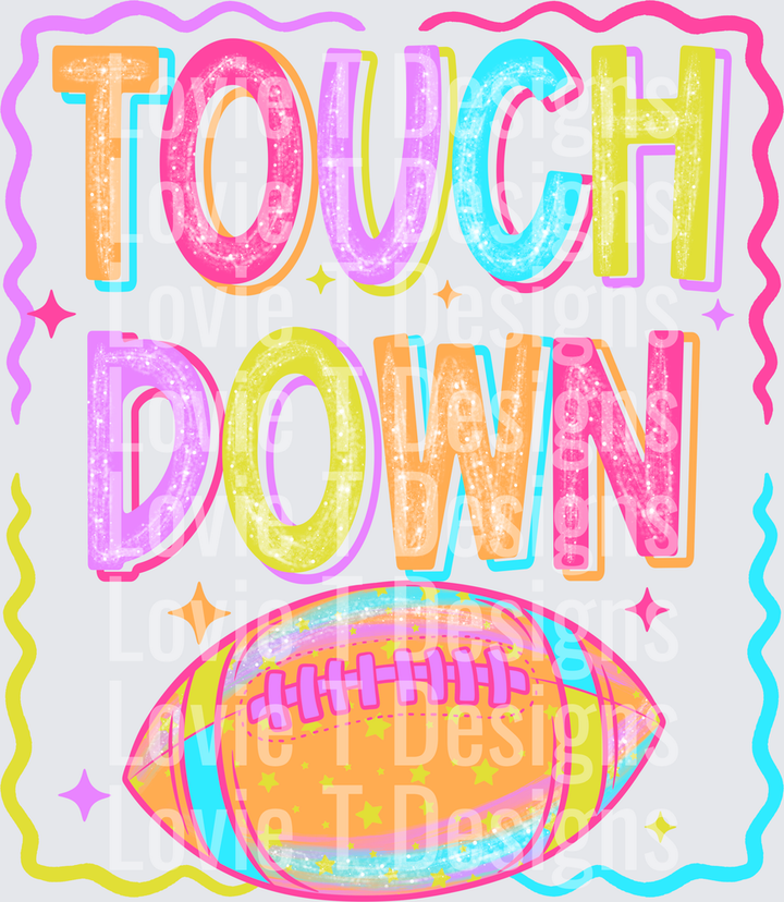 TOUCHDOWN FOOTBALL COLORFUL Football DTF transfer design