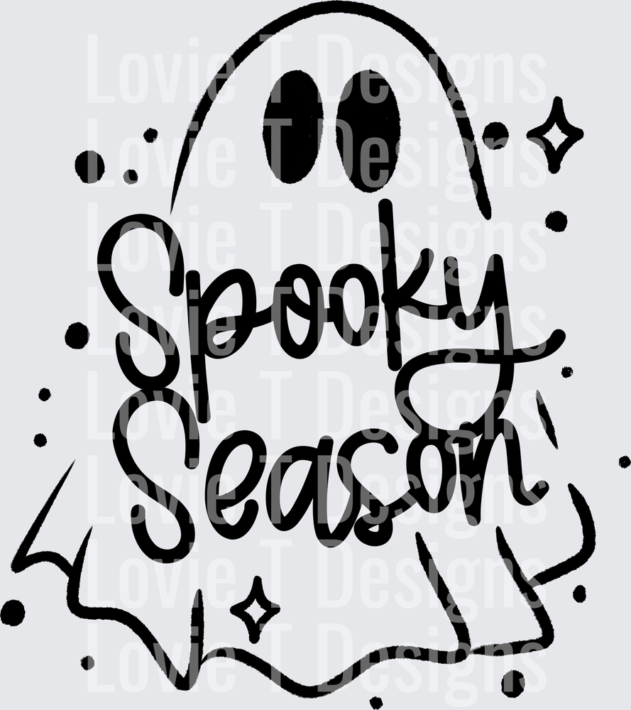 SPOOKY SEASON GHOST SINGLE COLOR BLACK Halloween DTF transfer design