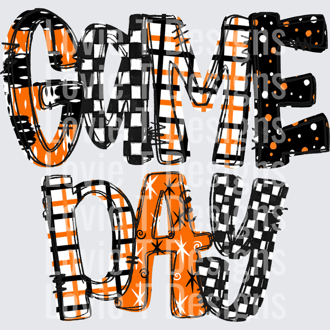 Game Day Word Art Orange – DTF Transfer – product image