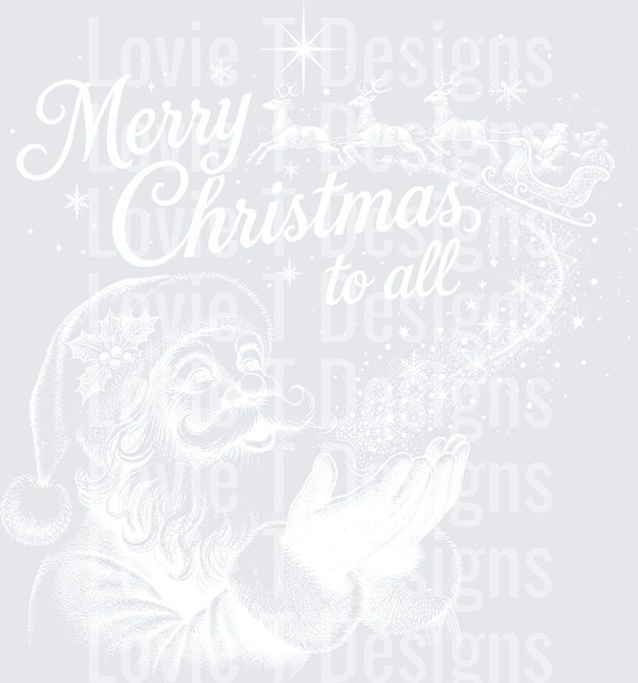 Santa Wishes White Christmas DTF transfer design