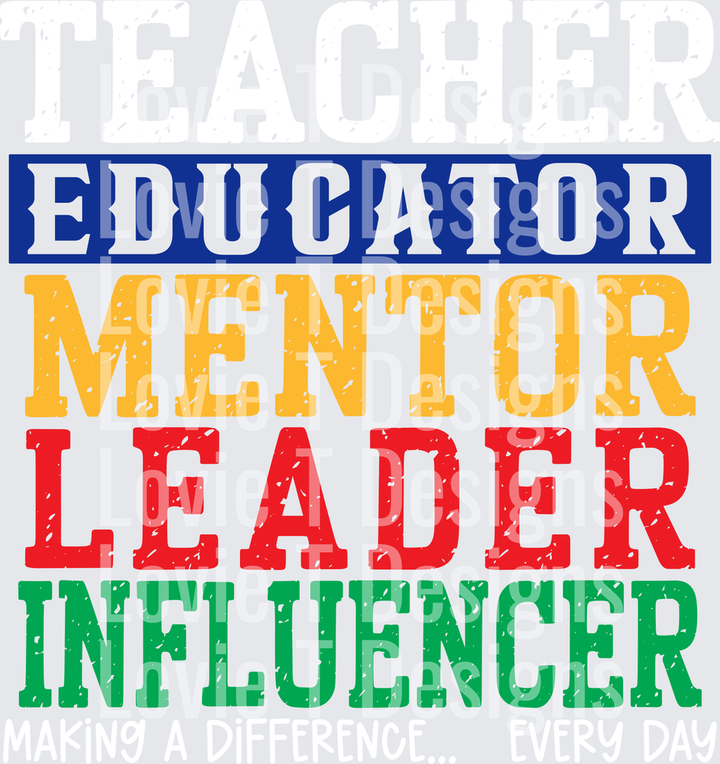 Male Teacher Light Green back-to-school DTF transfer design
