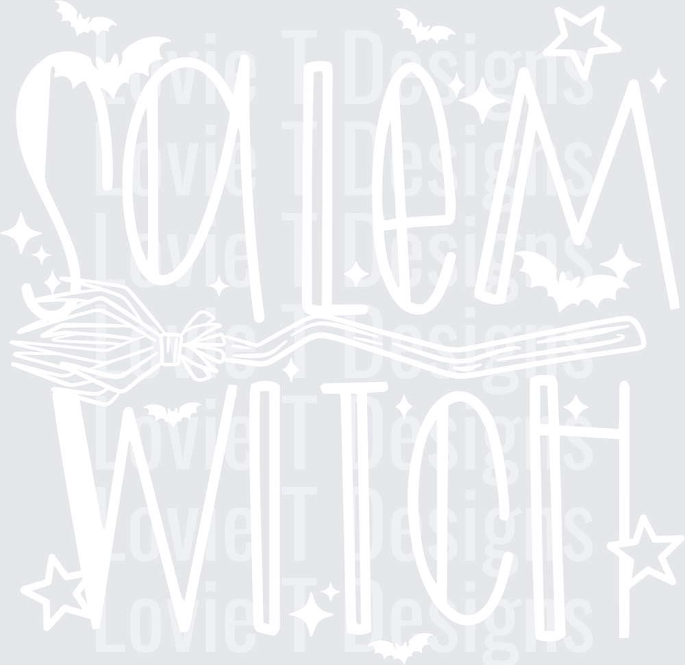 Salem Witch White(1) Halloween DTF transfer design