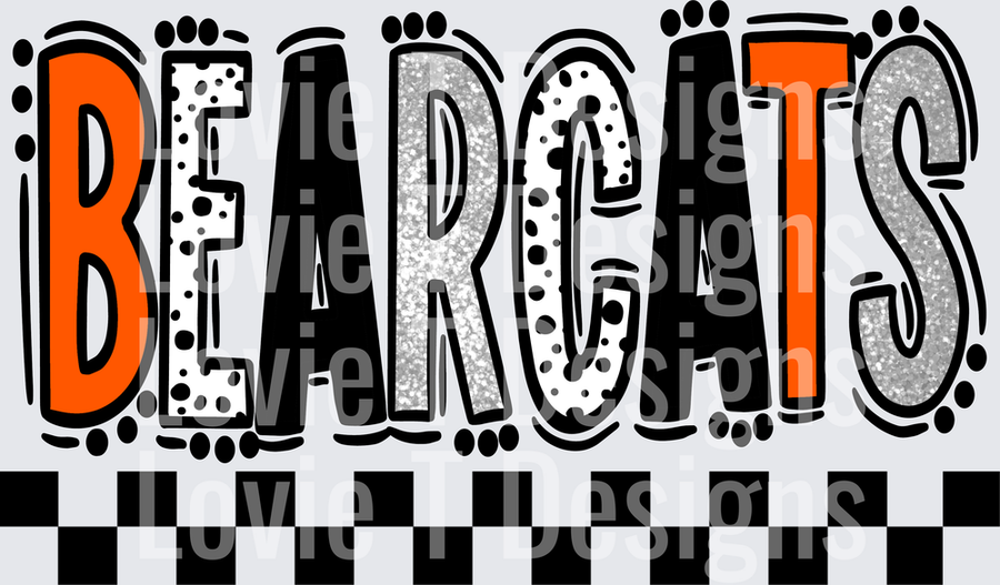 Bearcats Orange Black Silver Doodle Dot