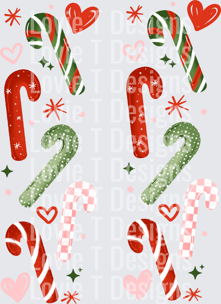 Sweet But Twisted Candy Cane Sleeves DTF transfer design