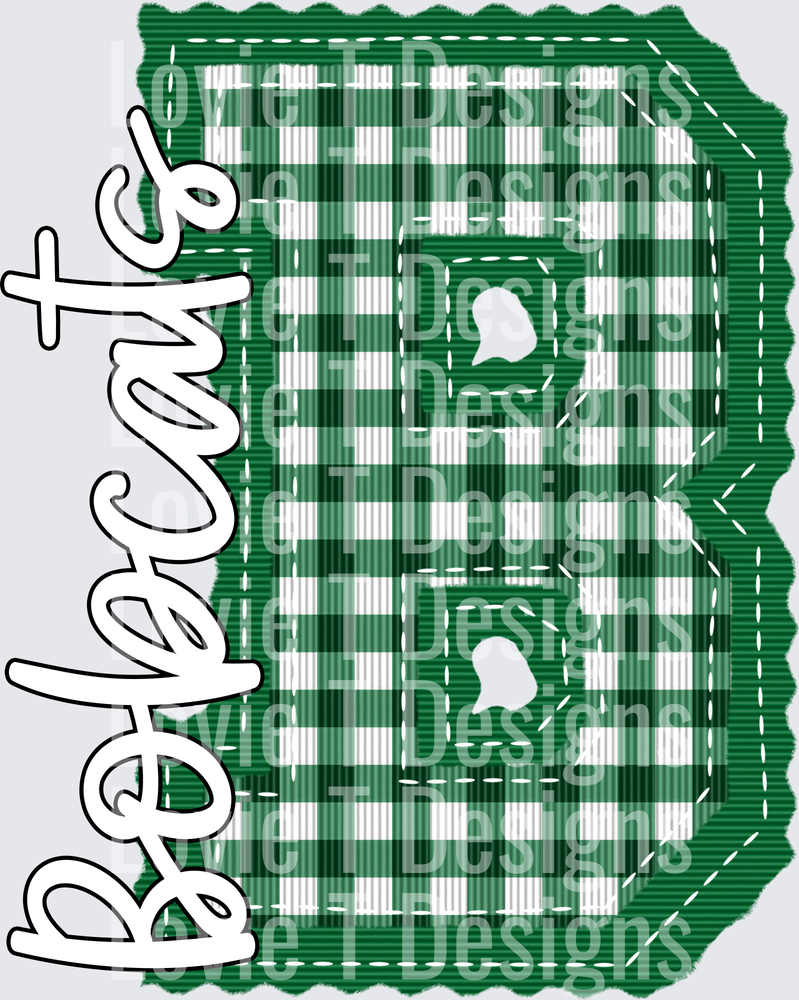B BOBCATS GREEN GINGHAM