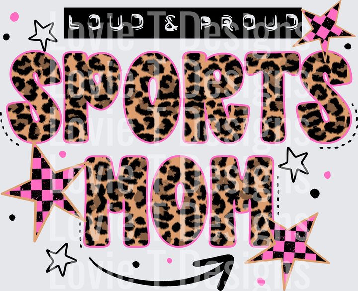 SPORTS MOM LEOPARD sports DTF transfer design