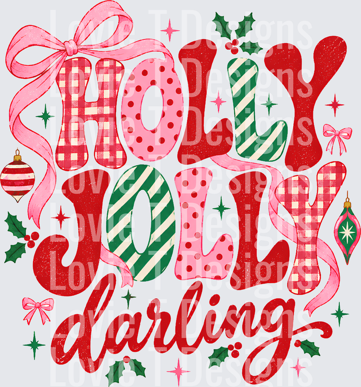 Holly Jolly Darling DTF transfer design
