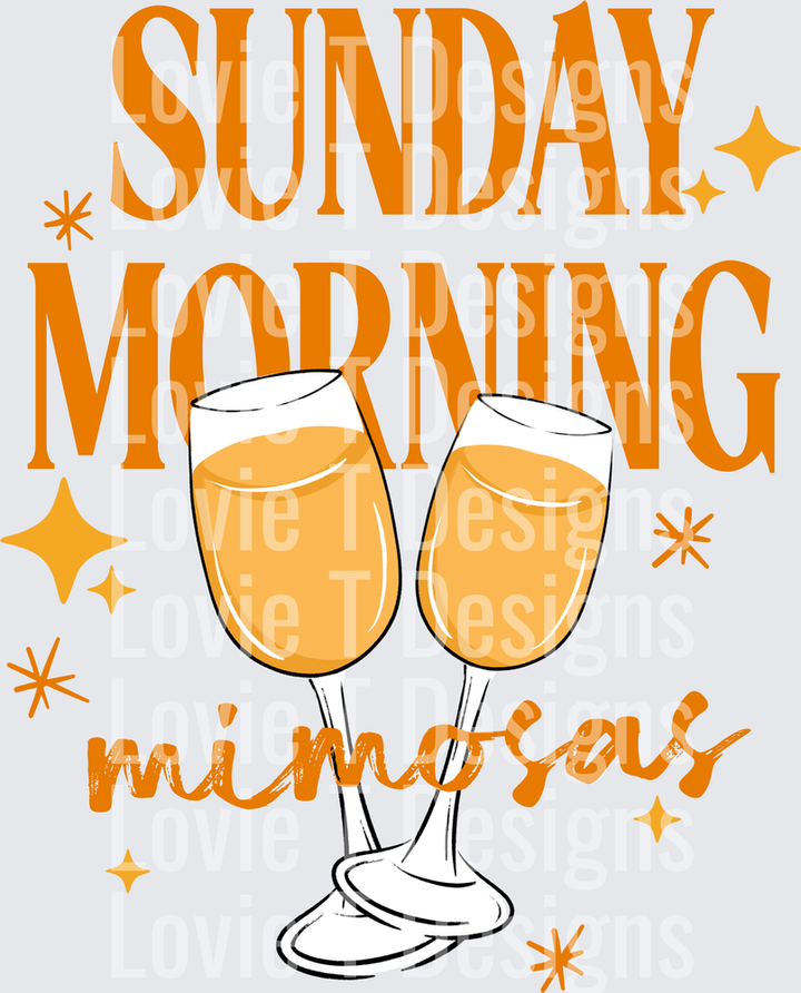 Sunday Morning Mimosas DTF transfer design