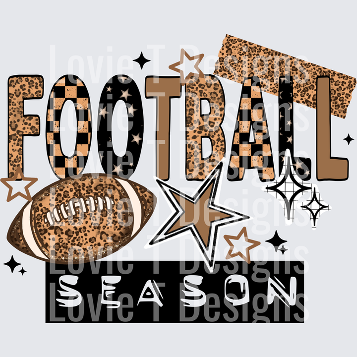 Football Season Checker and Cheetah Pattern – DTF Transfer – product image