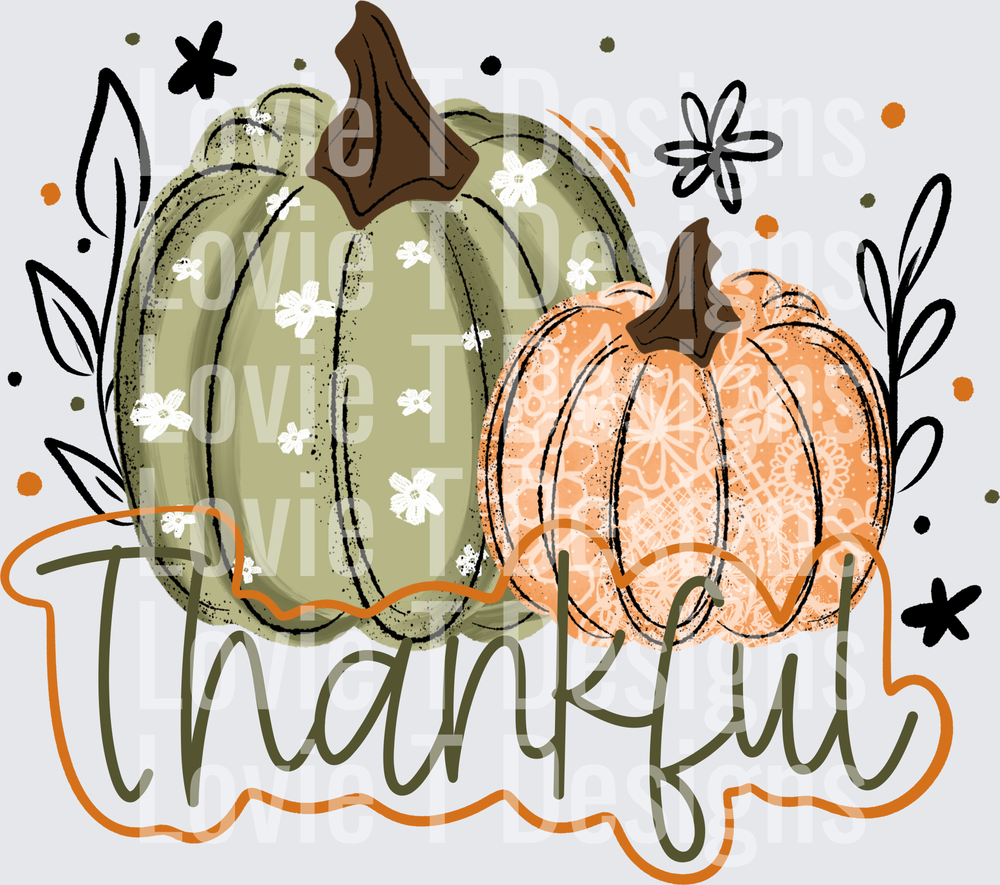 THANKFUL PUMPKINS 2 Fall DTF transfer design