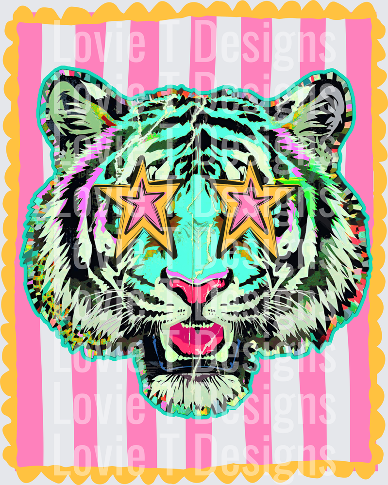 PREPPY MASCOT STRIPES TIGERS mascot DTF transfer design