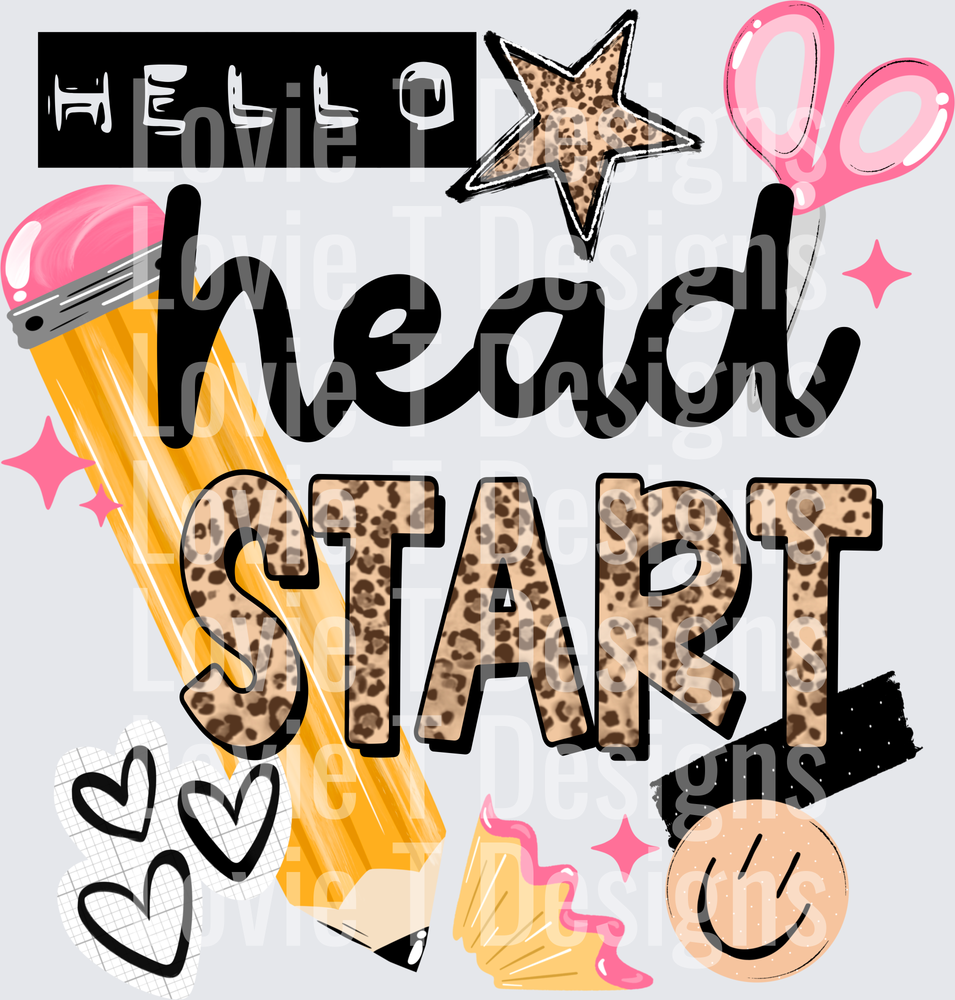 A Hello Head Start back to school DTF transfer design