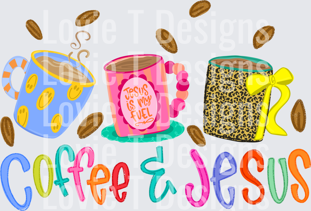 COFFEE & JESUS Faith DTF transfer design