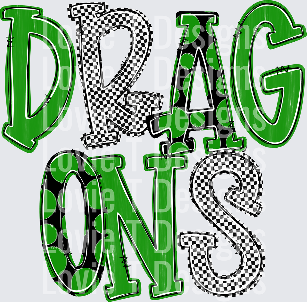 DRAGONS GREEN AND BLACK DOT