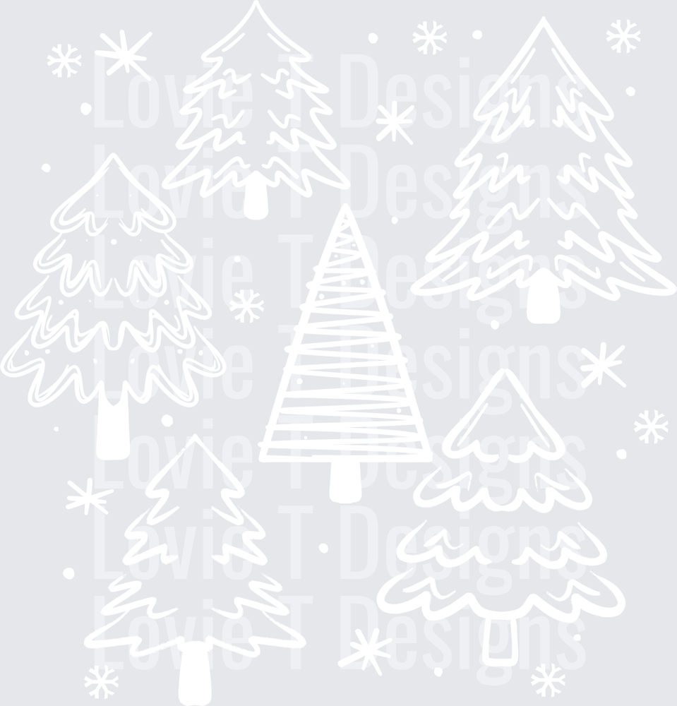 Christmas Trees Collage (White) DTF transfer design
