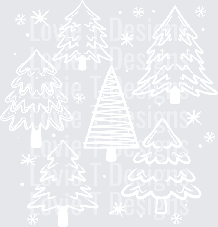 Christmas Trees Collage (White) DTF transfer design