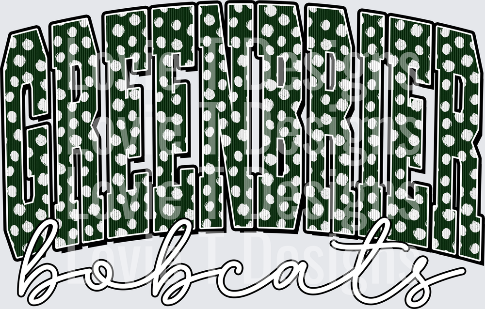 GREENBRIER BOBCATS DARK GREEN DOTS