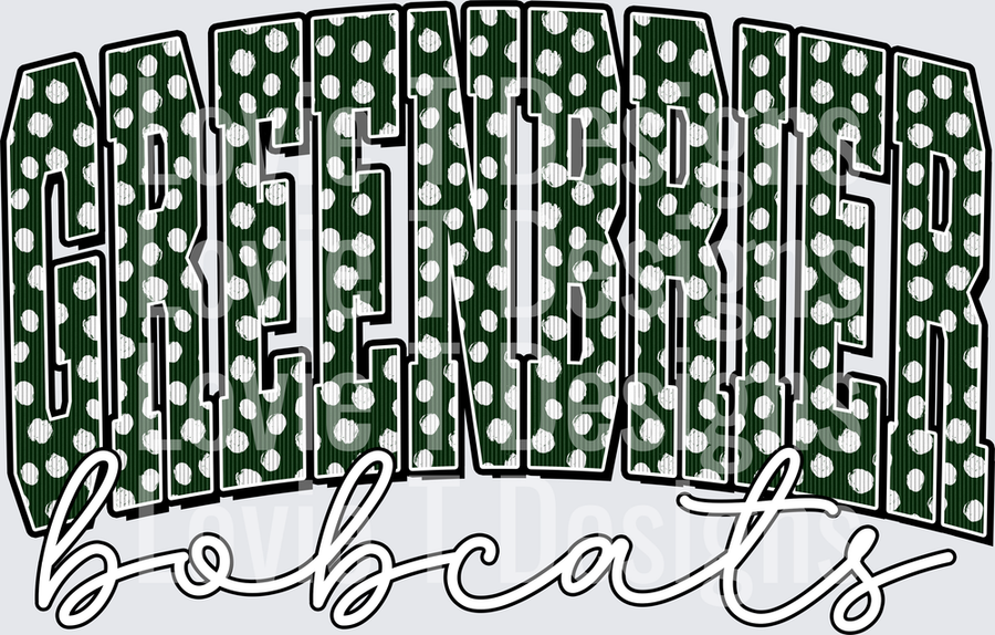 GREENBRIER BOBCATS DARK GREEN DOTS