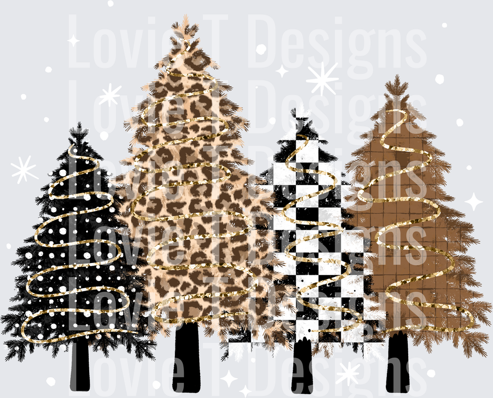 Leopard and Checker Trees DTF transfer design