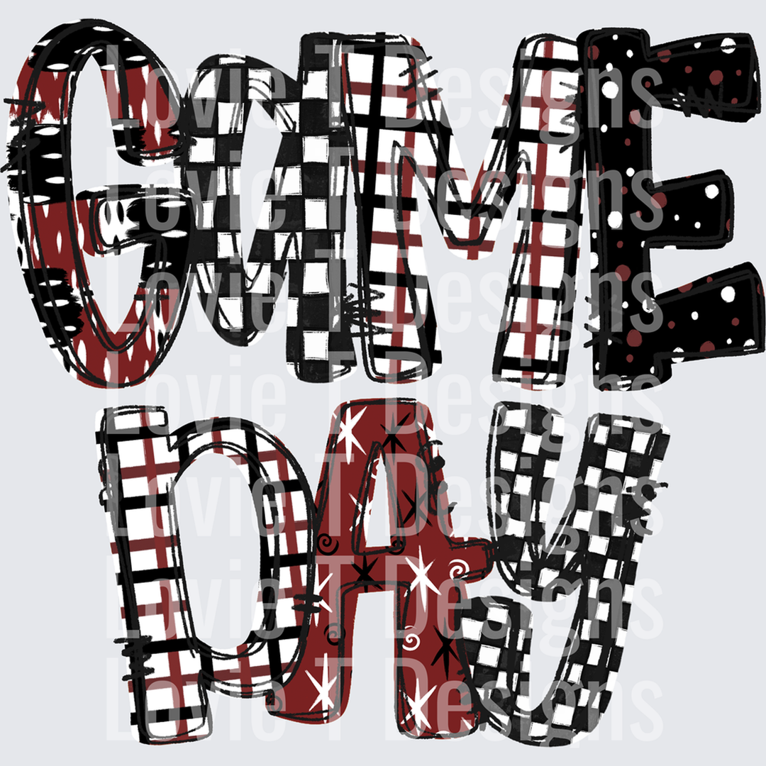 Game Day Word Art Maroon – DTF Transfer – product image