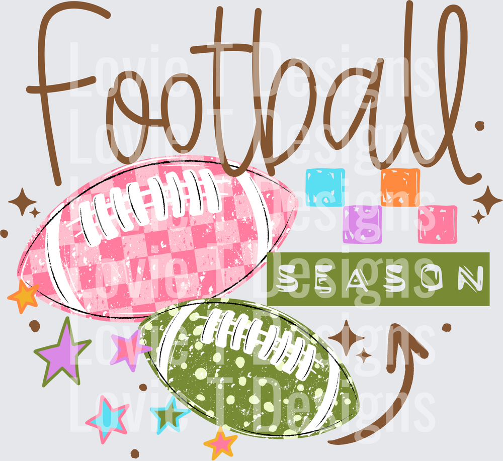 Football Season (Pink & Green) DTF transfer design
