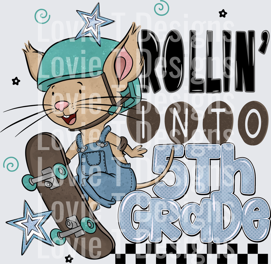 Rollin Into 5th Grade Skateboarding Mouse