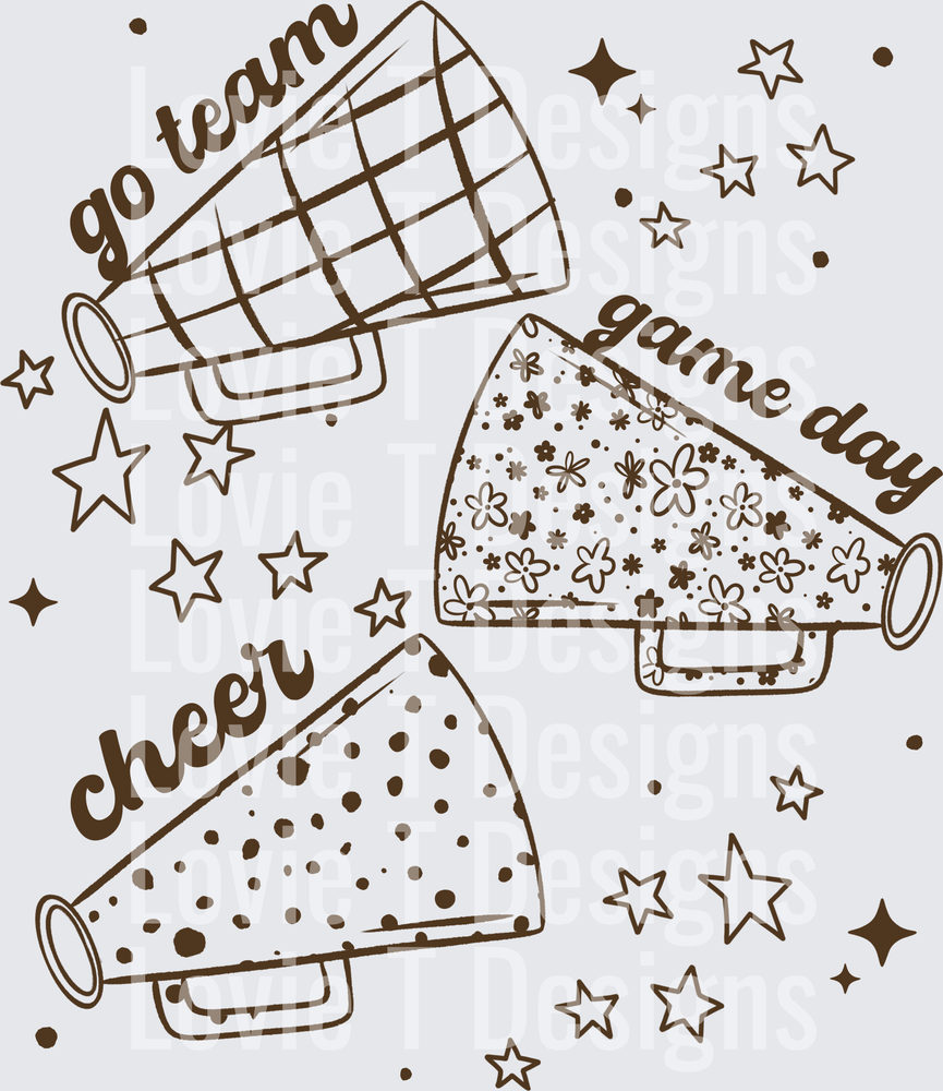 CHEER PATTERNS LACE SINGLE COLOR BROWN cheer DTF transfer design