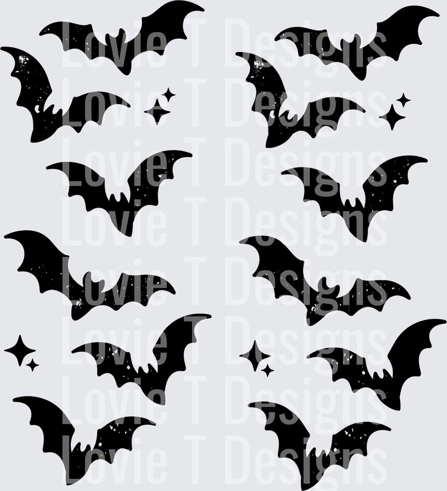 FREAKIN BATS SLEEVE BLACK Halloween DTF transfer design