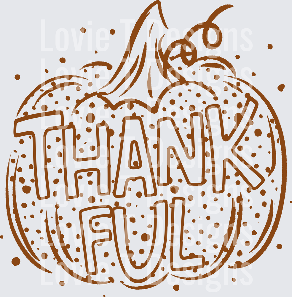 Thankful Pumpkin Brown Thanksgiving DTF transfer design