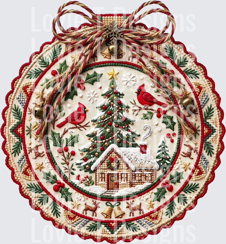 Needlepoint Christmas Ornament Christmas DTF transfer design